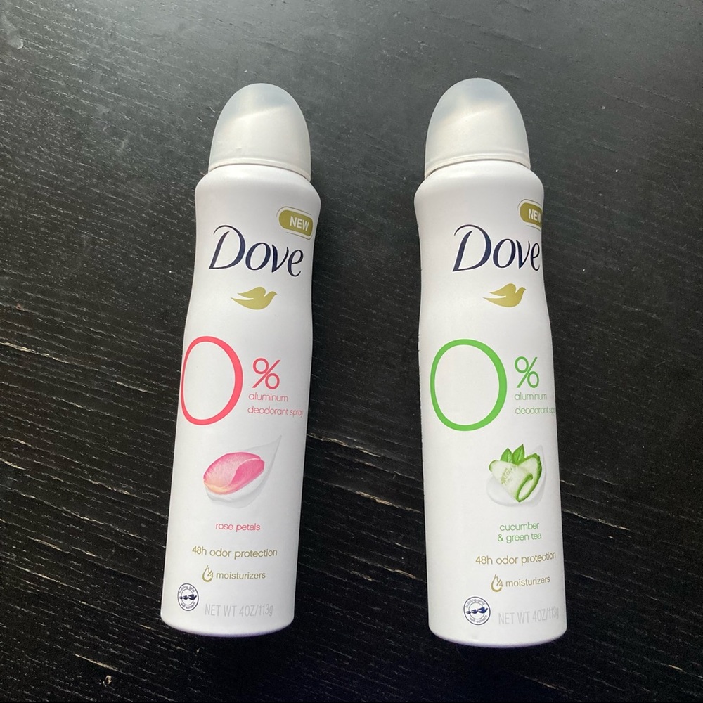 Set of two Dove 0% Aluminum Deodorant Sprays